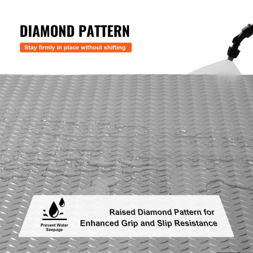 49x19ft AntiSlip Vinyl Garage Flooring Roll Diamond Texture Gray Garage Mat For Under Car Gyms  Tra 4