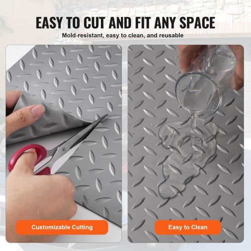 49x19ft AntiSlip Vinyl Garage Flooring Roll Diamond Texture Gray Garage Mat For Under Car Gyms  Tra 5