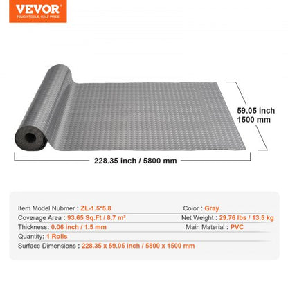 49x19ft AntiSlip Vinyl Garage Flooring Roll Diamond Texture Gray Garage Mat For Under Car Gyms  Tra 7