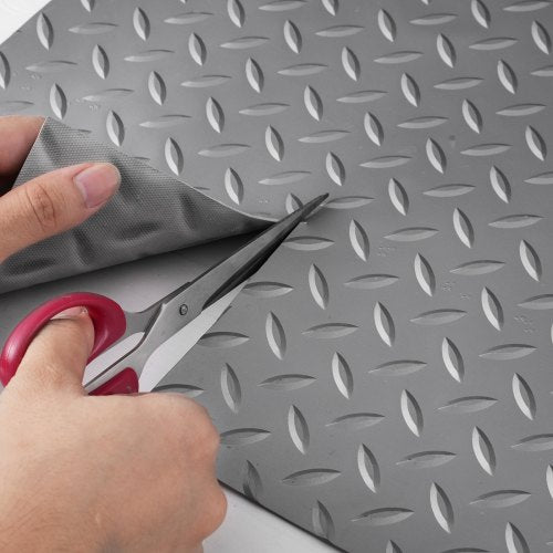 49x19ft AntiSlip Vinyl Garage Flooring Roll Diamond Texture Gray Garage Mat For Under Car Gyms  Tra 9
