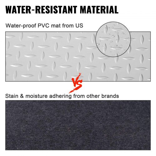 39x65ft Silver PVC Vinyl Garage Flooring Roll AntiSlip Diamond Texture Mat For Cars Gyms Boats  Tra 4