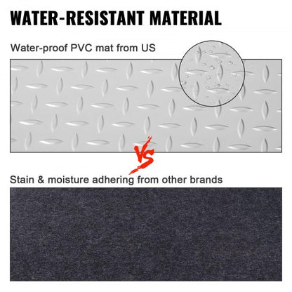 39x65ft Silver PVC Vinyl Garage Flooring Roll AntiSlip Diamond Texture Mat For Cars Gyms Boats  Tra 4