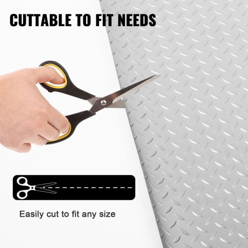 39x65ft Silver PVC Vinyl Garage Flooring Roll AntiSlip Diamond Texture Mat For Cars Gyms Boats  Tra 6
