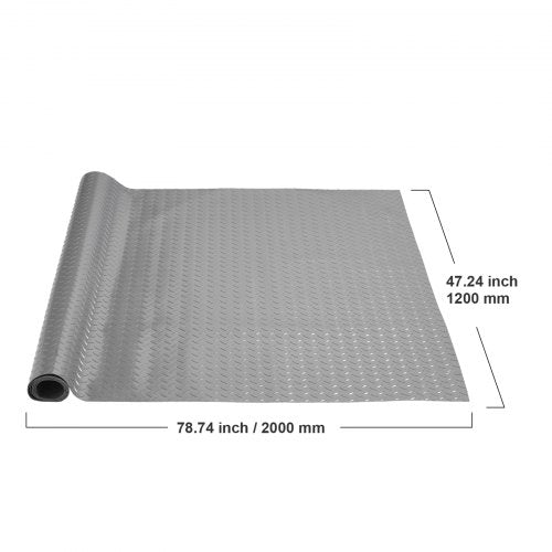 39x65ft Silver PVC Vinyl Garage Flooring Roll AntiSlip Diamond Texture Mat For Cars Gyms Boats  Tra 9
