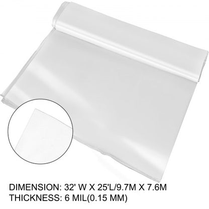 6 Mil Greenhouse Polyethylene Film 32x25 FT UVResistant Clear Plastic Film For Superior Strength  W 8