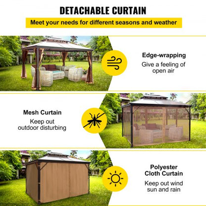 10x10 Hardtop Gazebo With Mosquito Netting Aluminum Permanent DoubleTier Roof Gazebo For Patio Back 4
