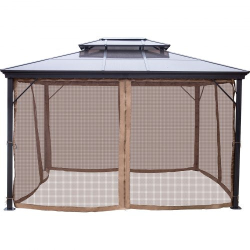 10x10 Hardtop Gazebo With Mosquito Netting Aluminum Permanent DoubleTier Roof Gazebo For Patio Back 8