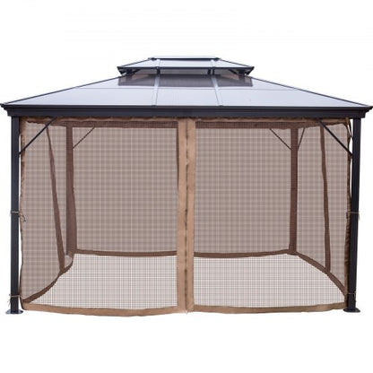 10x10 Hardtop Gazebo With Mosquito Netting Aluminum Permanent DoubleTier Roof Gazebo For Patio Back 8