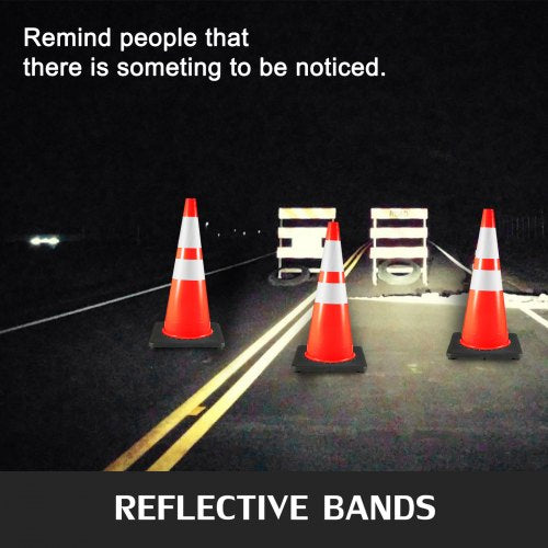 36-Inch Heavy-Duty Traffic Cones (6-Pack), High-Visibility PVC Safety Cones with Black Weighted Base for Construction