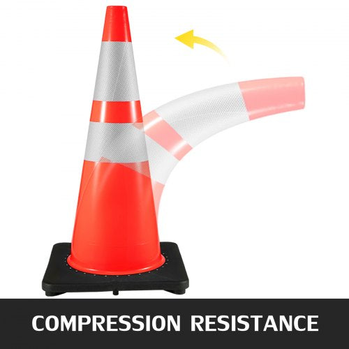 36-Inch Heavy-Duty Traffic Cones (6-Pack), High-Visibility PVC Safety Cones with Black Weighted Base for Construction