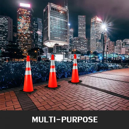 36-Inch Heavy-Duty Traffic Cones (6-Pack), High-Visibility PVC Safety Cones with Black Weighted Base for Construction