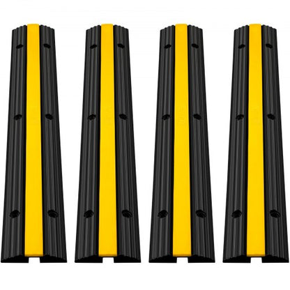 4-Pack Heavy-Duty Rubber Cable Protector Ramps, 1-Channel 22,046Lbs Capacity Wire Cover for Driveways, Events