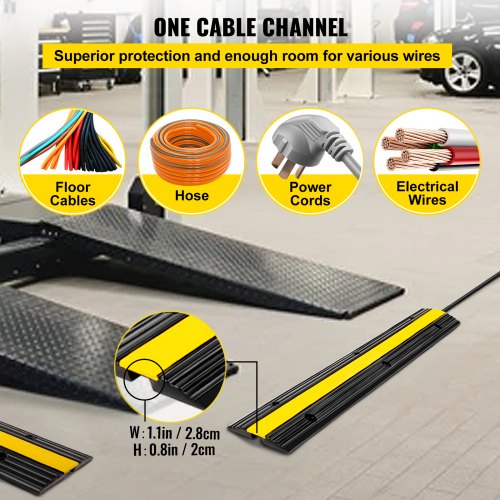 4Pack HeavyDuty Rubber Cable Protector Ramps 1Channel 22046Lbs Capacity Wire Cover For Driveways Ev