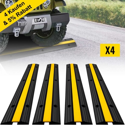 4Pack HeavyDuty Rubber Cable Protector Ramps 1Channel 22046Lbs Capacity Wire Cover For Driveways Ev