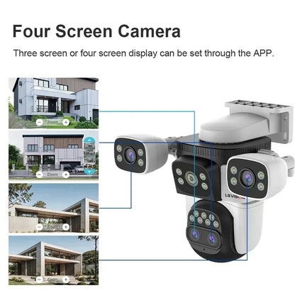 LS VISION 4Lens 20MP Outdoor IP Camera  WiFi PTZ Surveillance With Auto Tracking  10X Zoom 1
