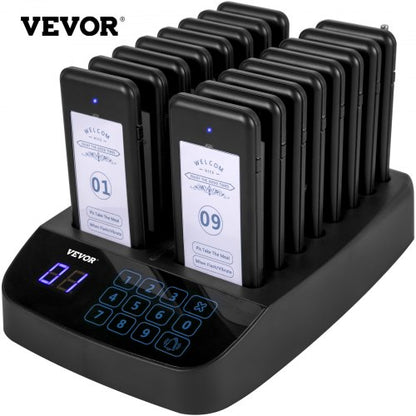 F101 Restaurant Pager System, 16 Pagers with 98-Channel Wireless Calling Base for Restaurants, Hospitals & Hotels