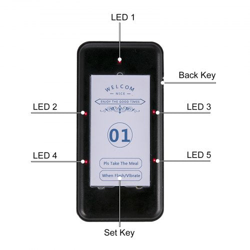 20-Pager Wireless Restaurant Paging System, F103 Model with Touch Keyboard, 500m Range & Rechargeable Batteries