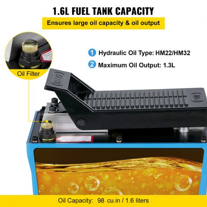 10000 PSI Air Over Hydraulic Pump FootActuated Industrial Pump With 656ft Hose  12 Gal Reservoir Fo 5