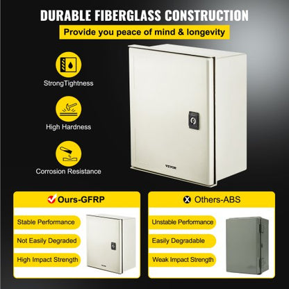 HeavyDuty Fiberglass Electrical Box 12x10x6 IP66 Rated Weatherproof Enclosure With Locking Hinge  G 3