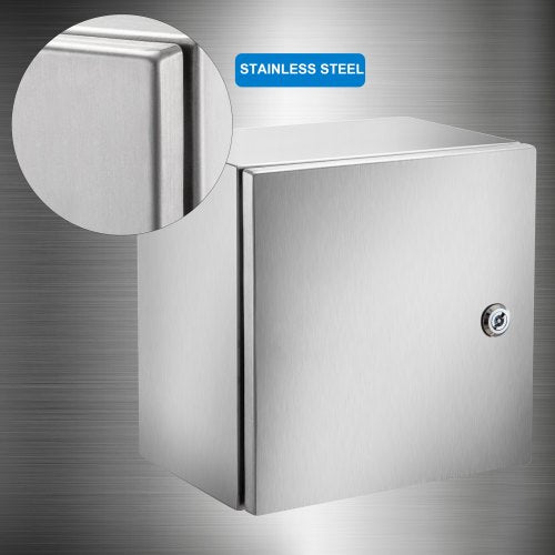 Heavy-Duty 304 Stainless Steel Electrical Box, 12x12x8" NEMA 4X Rated, IP66 Waterproof & Dustproof Enclosure