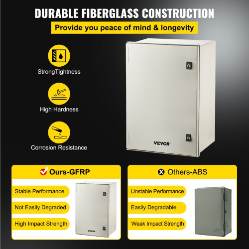HeavyDuty Fiberglass Electrical Box 60x40x23 Cm NEMA 4X Rated IP66 Waterproof Enclosure With Reinfo 3