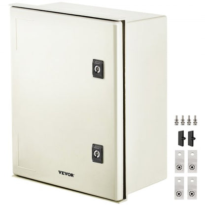 Heavy-Duty 16 x 12 x 8 Inch NEMA 4X Fiberglass Electrical Junction Box, IP66 Waterproof, Dustproof Steel Enclosure