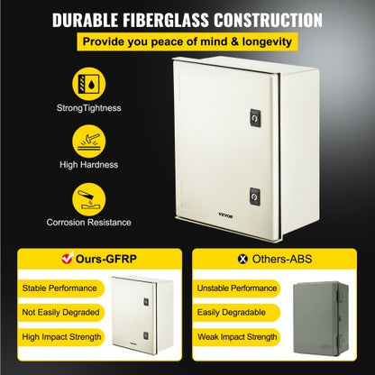 HeavyDuty 16 X 12 X 8 Inch NEMA 4X Fiberglass Electrical Junction Box IP66 Waterproof Dustproof Ste 3