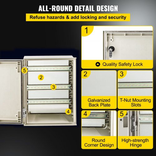HeavyDuty 16 X 12 X 8 Inch NEMA 4X Fiberglass Electrical Junction Box IP66 Waterproof Dustproof Ste 5