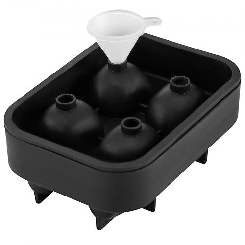 Skull Ice Cube Tray, Grid Flexible Black Silicone Ice Mold with Lid & Funnel for Whiskey, Cocktails, Chocolate