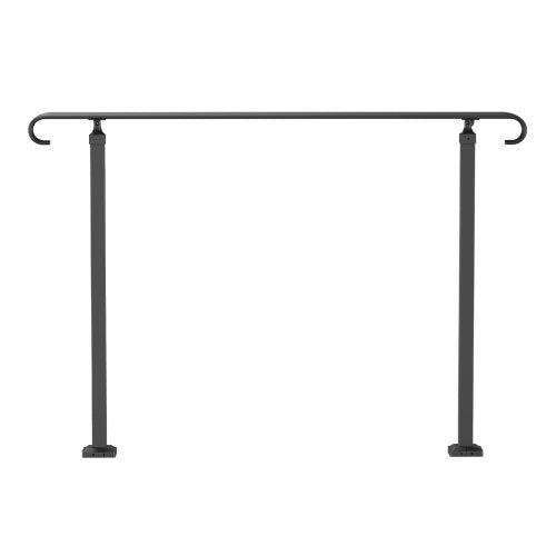 Flexible Wrought Iron Handrail for Outdoor Steps, Black Transitional Stair Railing for Concrete Steps or Wooden Stairs
