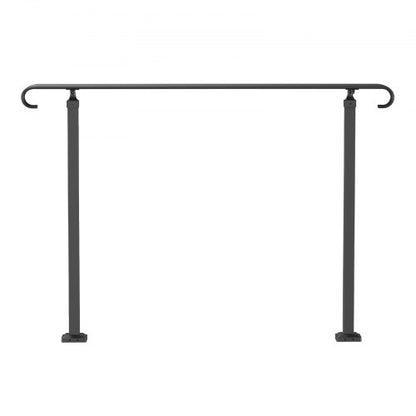 Flexible Wrought Iron Handrail for Outdoor Steps, Black Transitional Stair Railing for Concrete Steps or Wooden Stairs