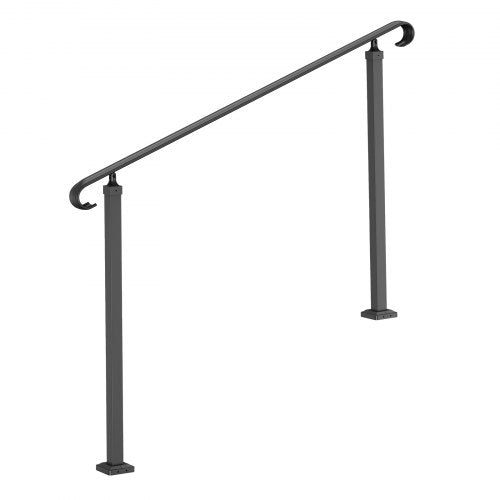 Flexible Wrought Iron Handrail for Outdoor Steps, Black Transitional Stair Railing for Concrete Steps or Wooden Stairs