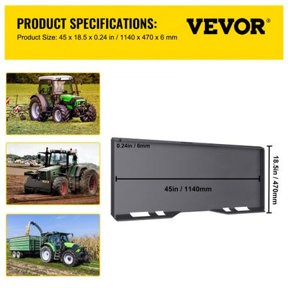 Heavy-Duty Skid Steer Attachment Plate, Thick Steel Quick Attach Mounting Plate for Tractors & Loaders with Welding Rods