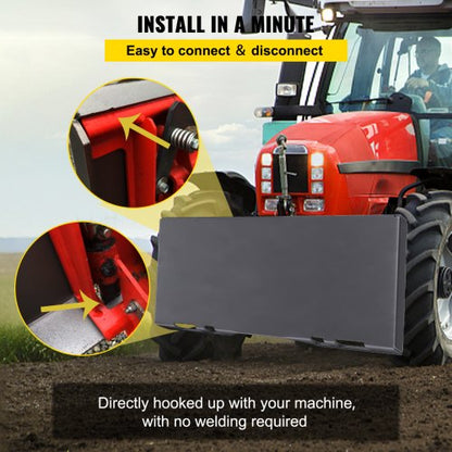 Heavy-Duty Skid Steer Mount Plate, Thick Steel Quick Attachment Loader Plate with Welding Rods, Universal Skid Steer