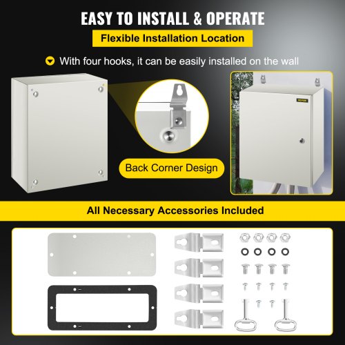 NEMA Steel Enclosure, Heavy-Duty IP Waterproof Electrical Box with Mounting Plate for Outdoor/Indoor Installations