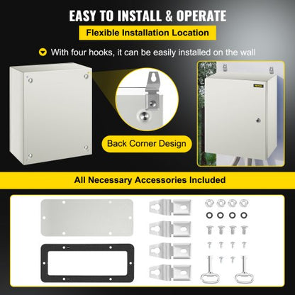 NEMA Steel Enclosure, Heavy-Duty IP Waterproof Electrical Box with Mounting Plate for Outdoor/Indoor Installations