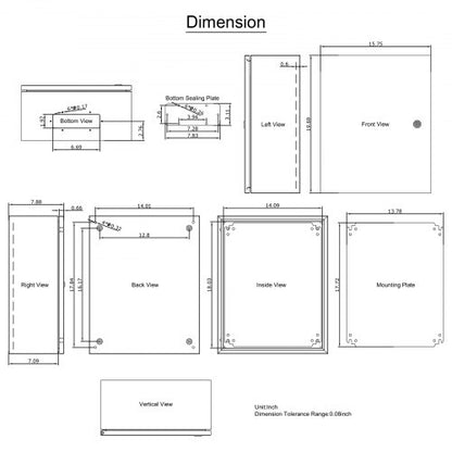 NEMA Steel Enclosure, Heavy-Duty IP Waterproof Electrical Box with Mounting Plate for Outdoor/Indoor Installations