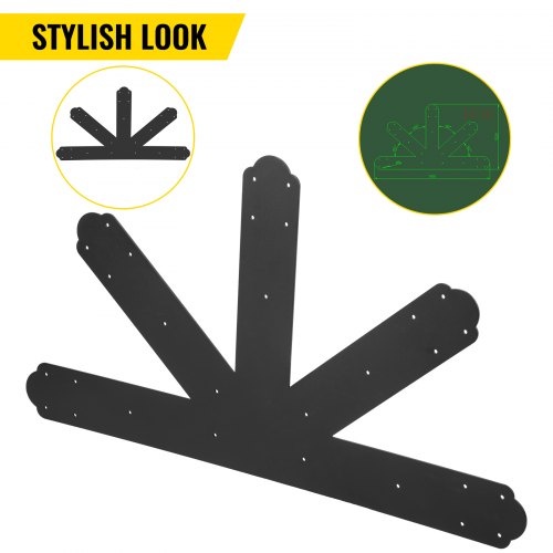 Premium Pitch Gable Bracket, Steel Black Powder-Coated Truss Connector Plates with Bolts for Wooden Beam Use