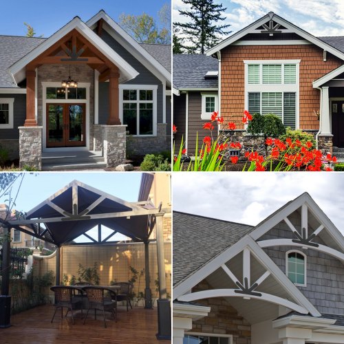 Premium Pitch Gable Bracket, Steel Black Powder-Coated Truss Connector Plates with Bolts for Wooden Beam Use