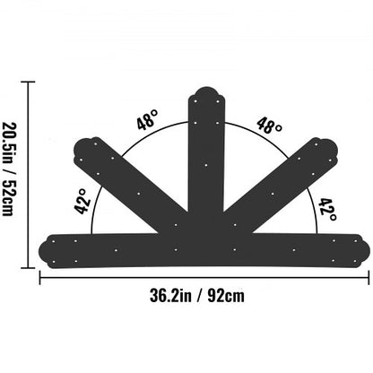Premium Pitch Gable Bracket, Steel Black Powder-Coated Truss Connector Plates with Bolts for Wooden Beam Use