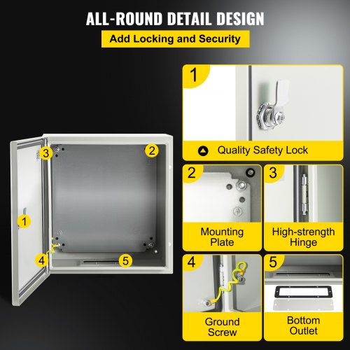 Heavy-Duty Steel Enclosure, IP66 Waterproof Electrical Junction Box for Outdoor & Indoor Wiring