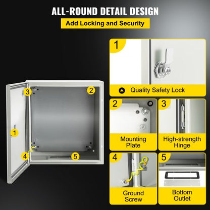 Heavy-Duty Steel Enclosure, IP66 Waterproof Electrical Junction Box for Outdoor & Indoor Wiring