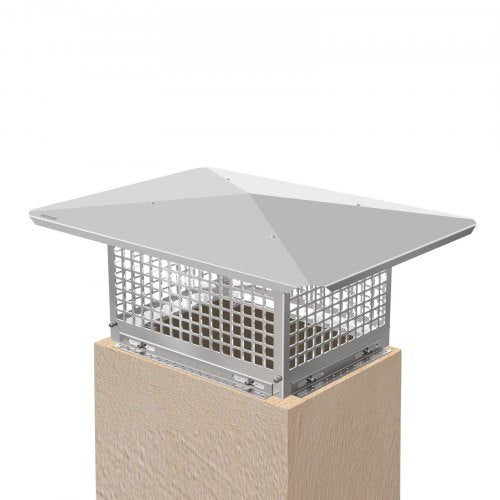 Stainless Steel Chimney Cap, Adjustable Flue Cover with Mesh Screen, Bolts & Screws, Outdoor Fireplace Spark Arrestor