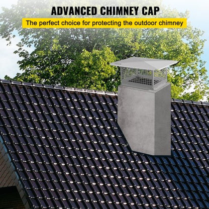 Stainless Steel Chimney Cap, Adjustable Flue Cover with Mesh Screen, Bolts & Screws, Outdoor Fireplace Spark Arrestor