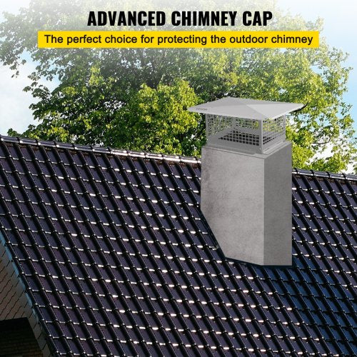 Chimney Cap, Stainless Steel Fireplace Chimney Cover with Adjustable Metal Spark Arrestor, Mesh Flue Cover for Outdoor