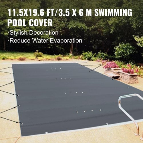 InGround Pool Cover 115x196 Ft Premium PVC Safety Pool Cover With Anchors  Drain Holes Reduces Evap 1