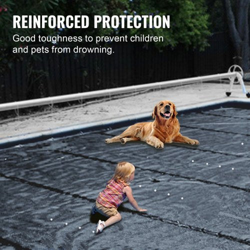 InGround Pool Cover 115x196 Ft Premium PVC Safety Pool Cover With Anchors  Drain Holes Reduces Evap 2