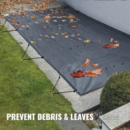 InGround Pool Cover 115x196 Ft Premium PVC Safety Pool Cover With Anchors  Drain Holes Reduces Evap 4