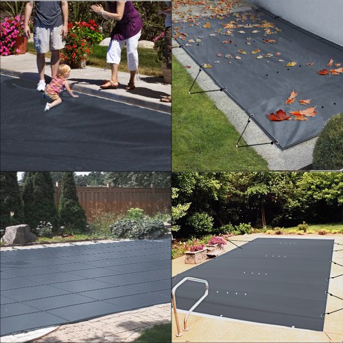 InGround Pool Cover 115x196 Ft Premium PVC Safety Pool Cover With Anchors  Drain Holes Reduces Evap 6
