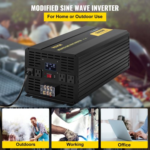 5000W Modified Sine Wave Inverter DC 12V To AC 120V Power Converter With LCD Remote Controller LED  1